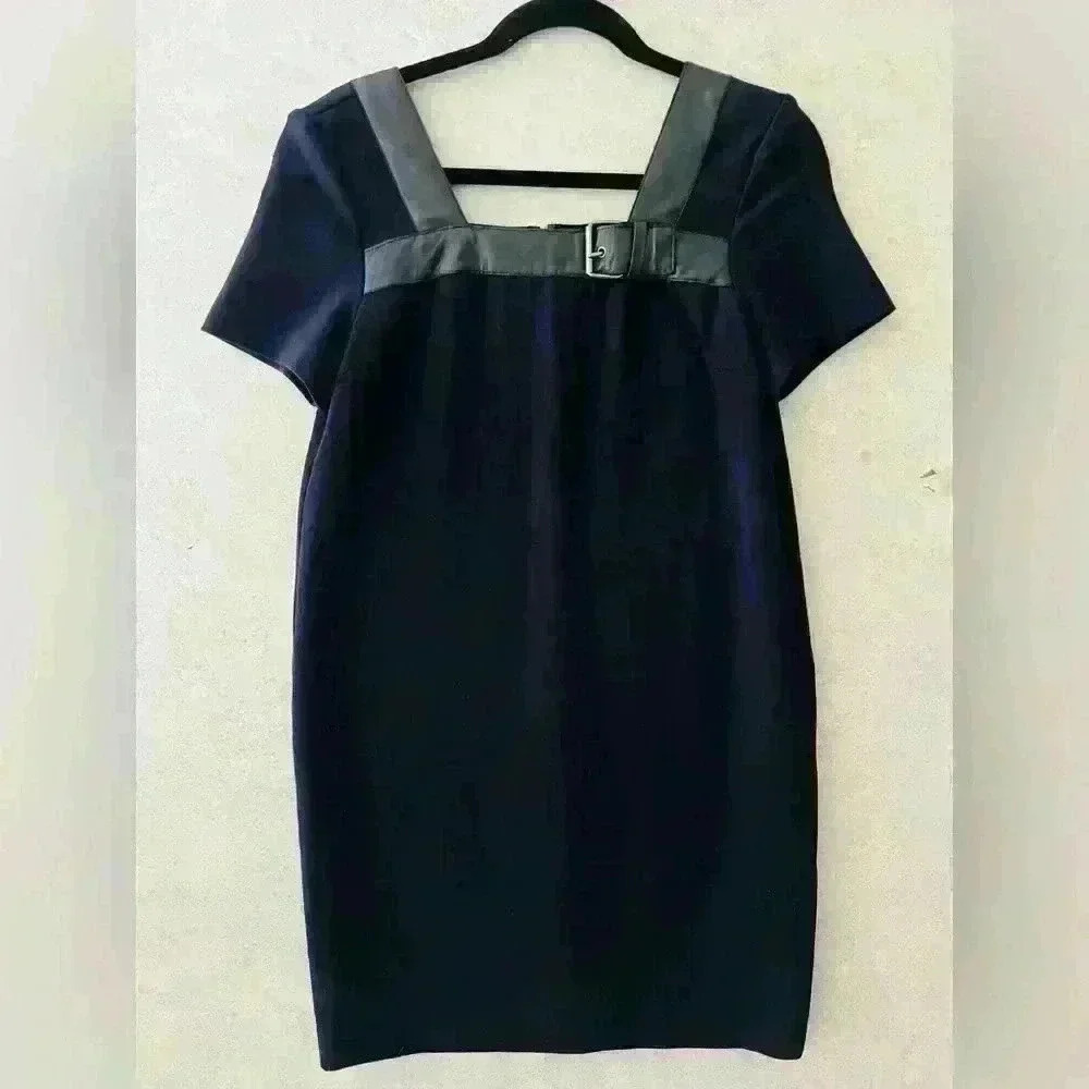 THE‎ KOOPIES 38 BLACK FAUX LEATHER BUCKLE TRIM MOB WIFE GRUNGE FLIRTY DRESS.